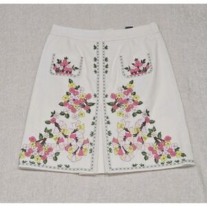 EUC Etcetera Floral Print Canvas Midi Skirt Summer Women's Size 0 - MSRP $250